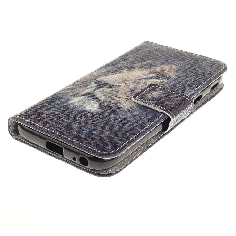 Pattern Printing Leather Wallet Stand Case for Samsung Galaxy J3 (2017) EU Version - Lion - 4