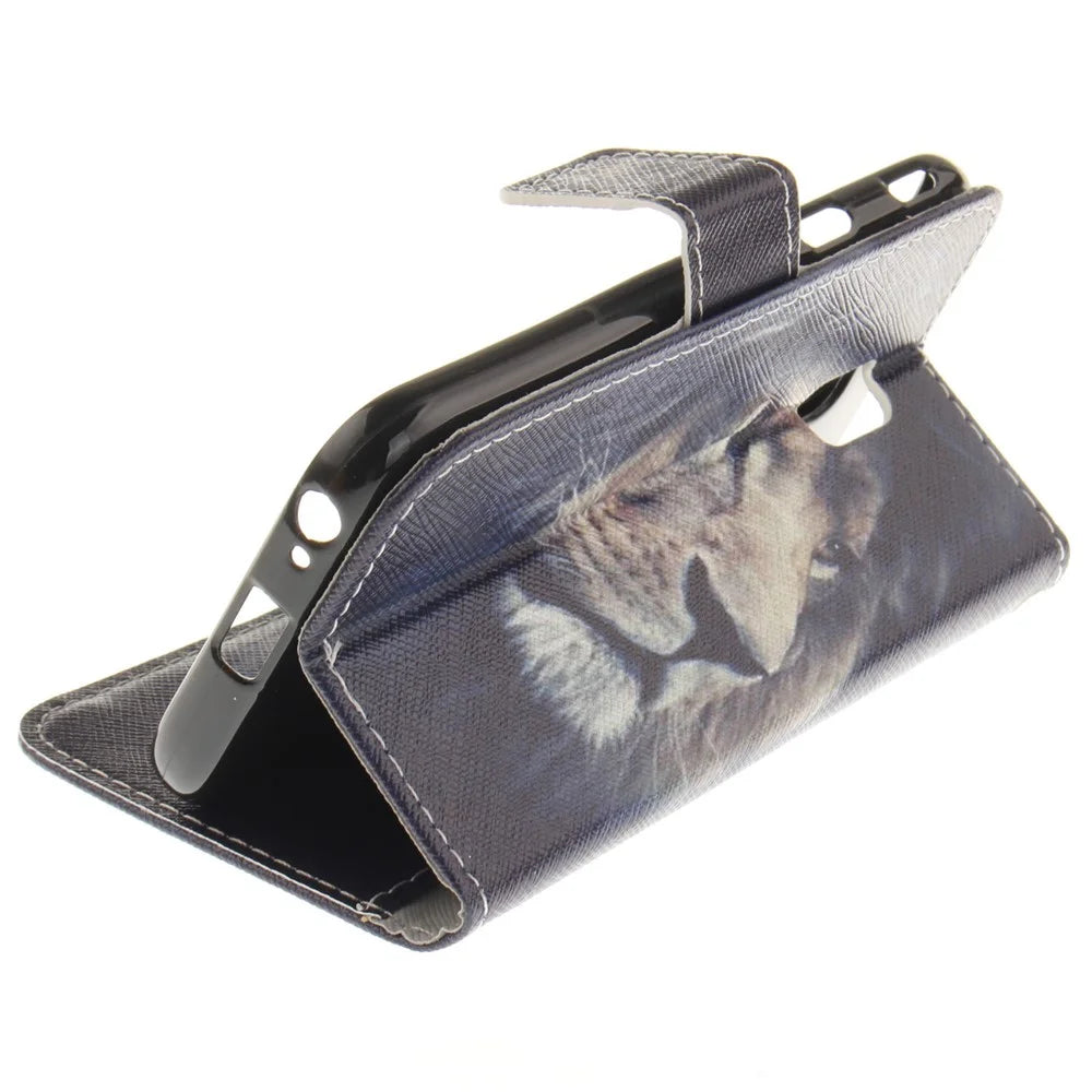 Pattern Printing Leather Wallet Stand Case for Samsung Galaxy J3 (2017) EU Version - Lion - 7