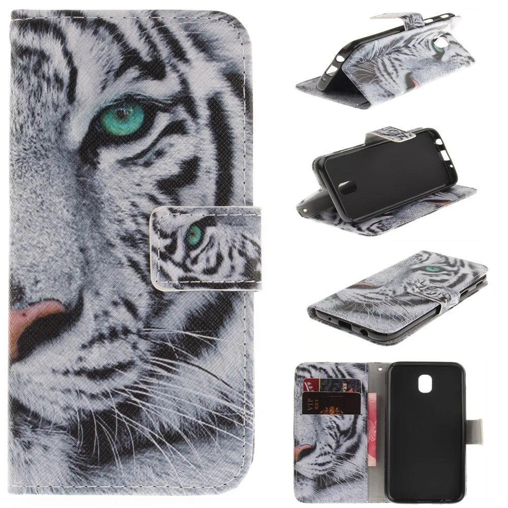 Pattern Printing Wallet Stand Leather Phone Case with Magnet for Samsung Galaxy J5 (2017) EU Version -Tiger - 1