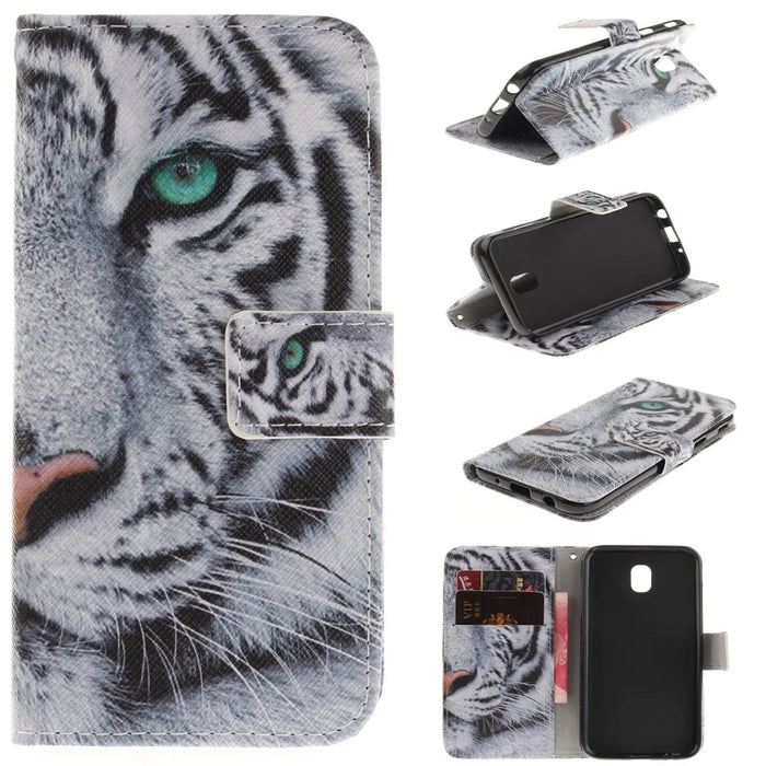 Pattern Printing Wallet Stand Leather Phone Case with Magnet for Samsung Galaxy J5 (2017) EU Version -Tiger - 1