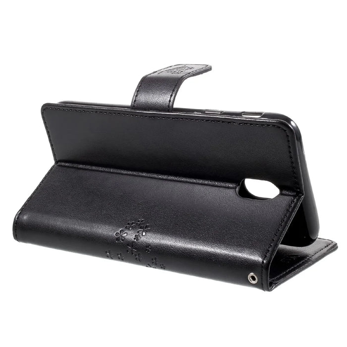 Imprint Tree Owl Magnetic Wallet PU Leather Stand Case for Samsung Galaxy J7 (2017) EU / Asia Version - Black - 4