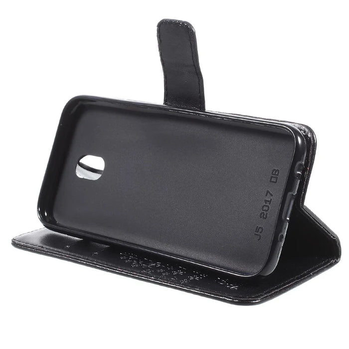 Imprint Tree Owl Leather Wallet Cover for Samsung Galaxy J3 (2017) EU Version - Black - 4