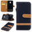 Two-tone Jean Cloth Leather Wallet Stand Casing with Card Slots for Samsung Galaxy J3 (2017) EU Version - Black - 1