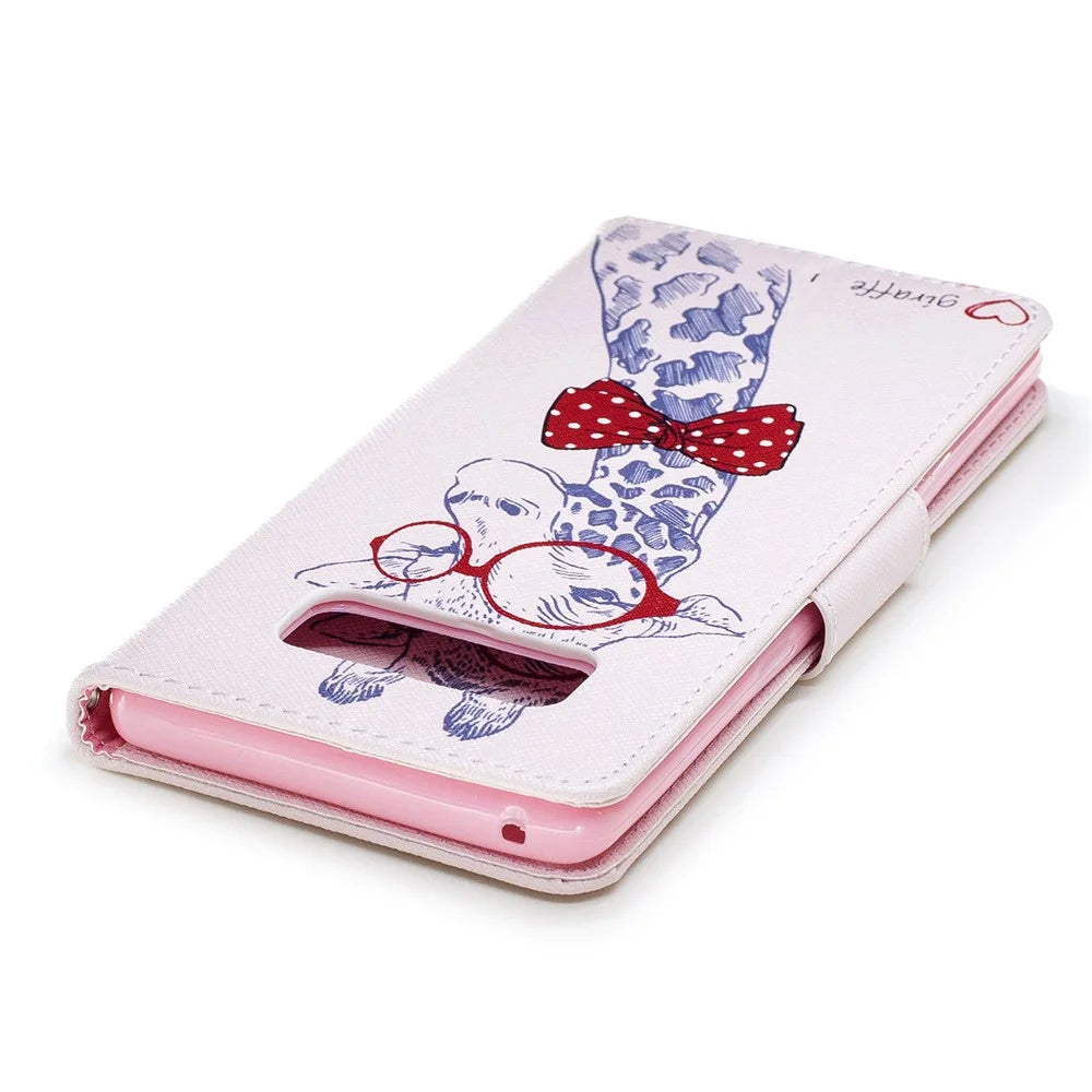Pattern Printing PU Leather Wallet Stand Phone Accessory Case for Samsung Galaxy Note 8 - Giraffe Wearing Glasses - 7