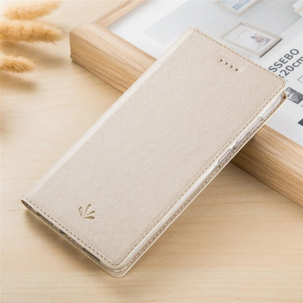 VILI DMX Style Auto-absorbed Flip Stand Leather Case Cover for Sony Xperia XZ1 Compact - Gold - 1