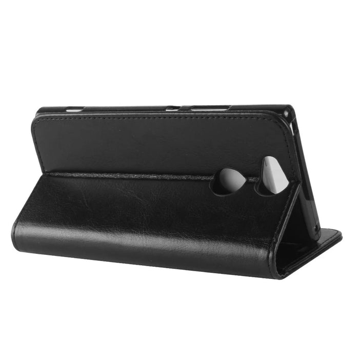 Crazy Horse Wallet Leather Cell Phone Case for Sony Xperia XA2 - Black - 6