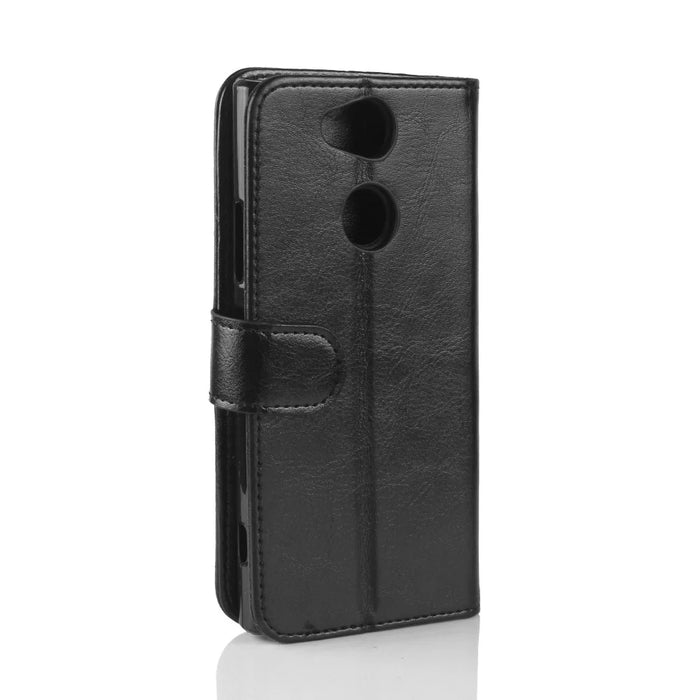 Crazy Horse Wallet Leather Cell Phone Case for Sony Xperia XA2 - Black - 7