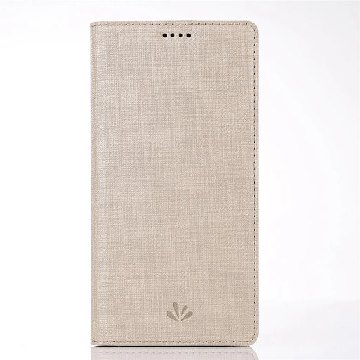 VILI DMX Cross Texture Card Holder Leather Casing with Stand for Sony Xperia XZ3 - Gold - 2