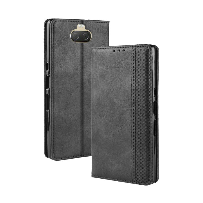 Vintage Style Leather Wallet Case for Sony Xperia 10 - Black - 2