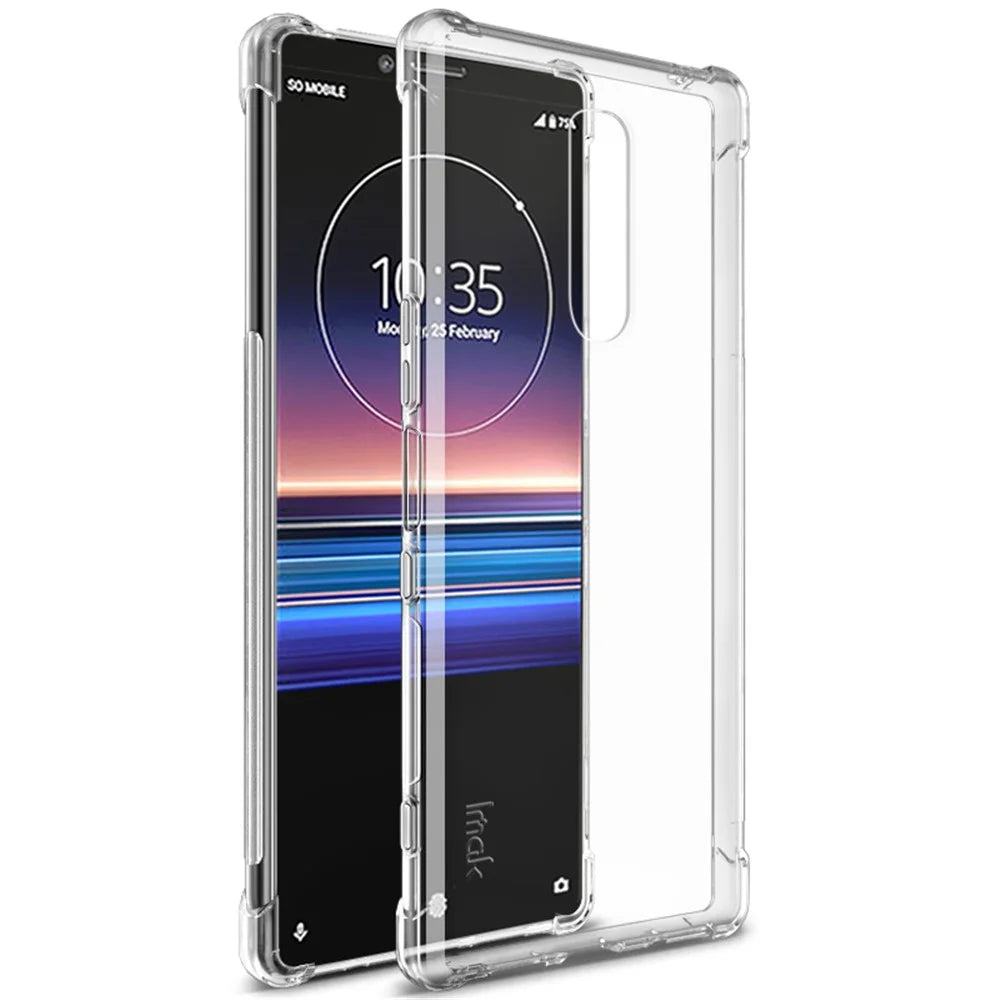 IMAK Skin Feel Anti-drop TPU Phone Case + Explosion-proof Screen Film for Sony Xperia 1 - Transparent - 1