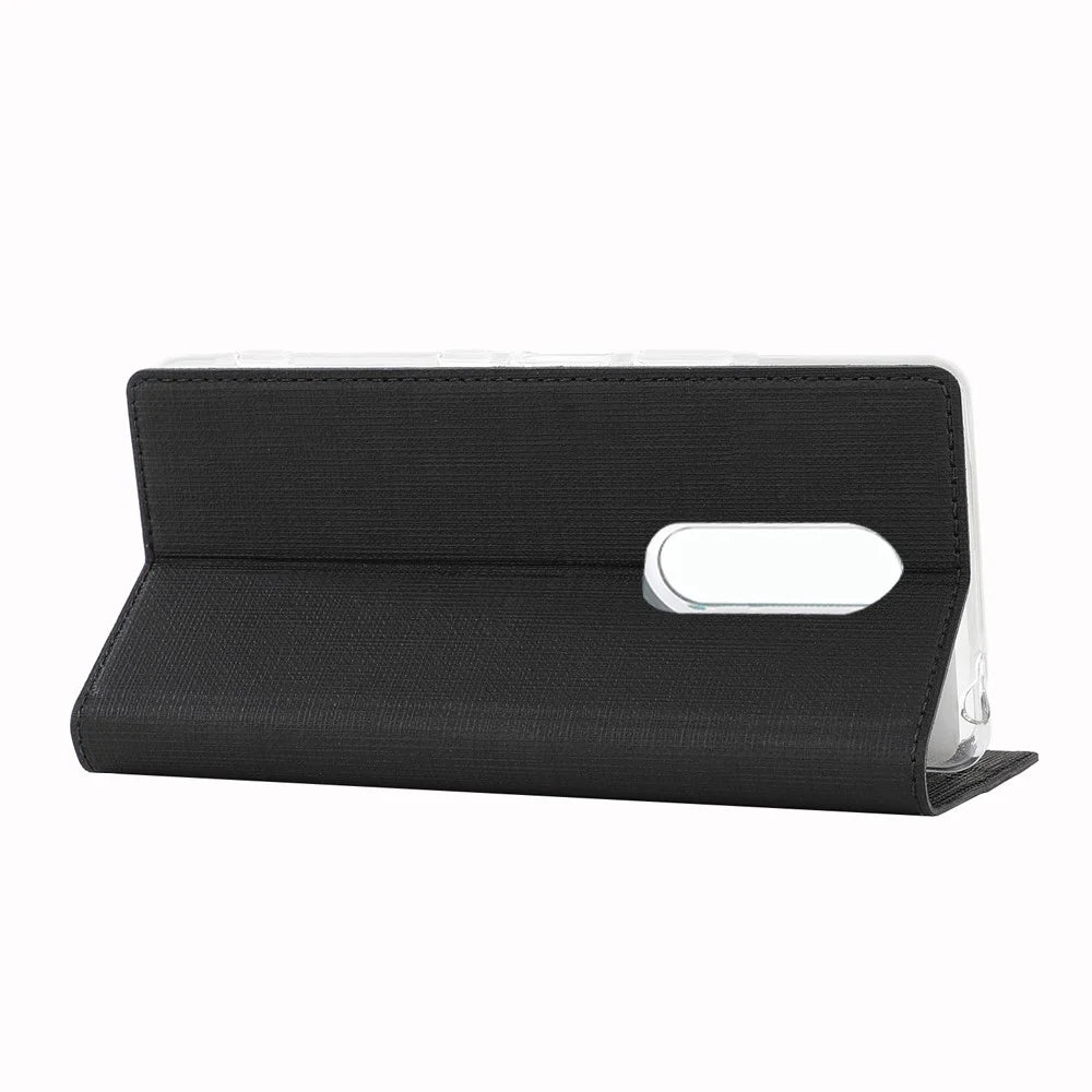 VILI DMX Cross Texture Stand Leather Phone Case for Sony Xperia 1 - Black - 6