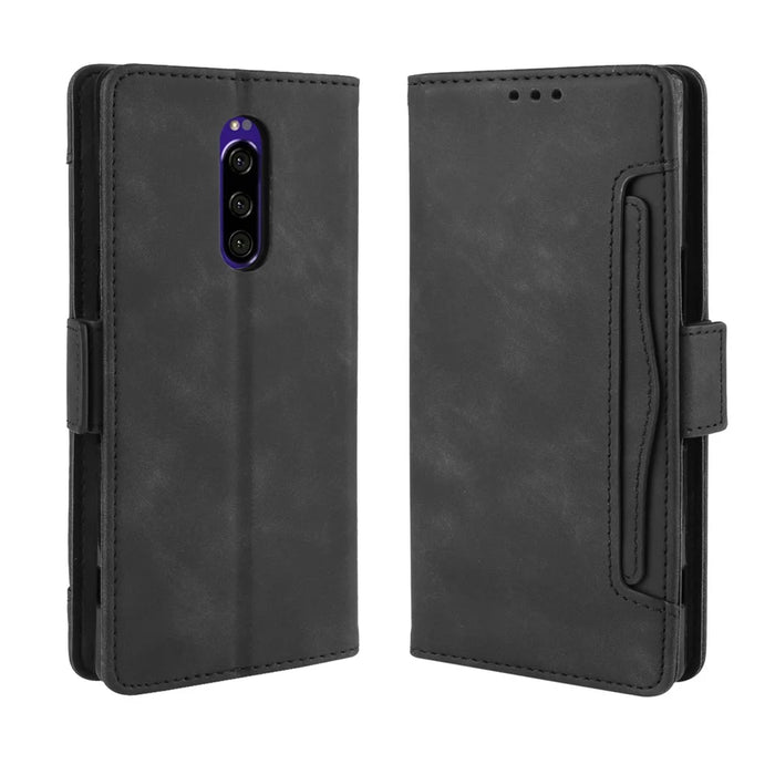 Wallet Stand Leather Protective Phone Case for Sony Xperia 1 - Black - 2