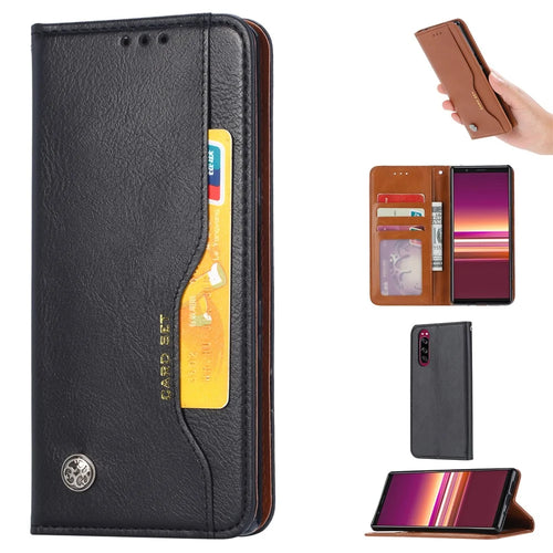 PU Leather Auto-absorbed Cell Phone Casing Shell for Sony Xperia 5 - Black - 1