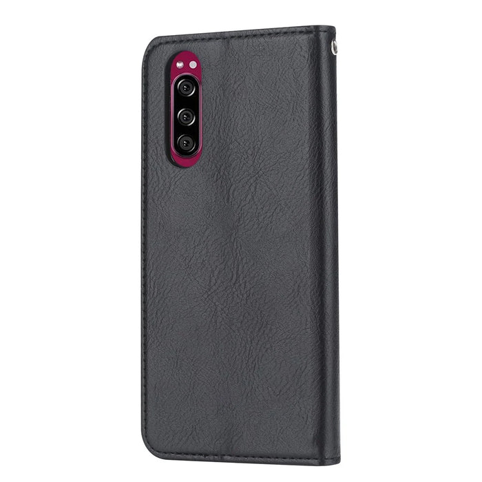 PU Leather Auto-absorbed Cell Phone Casing Shell for Sony Xperia 5 - Black - 3