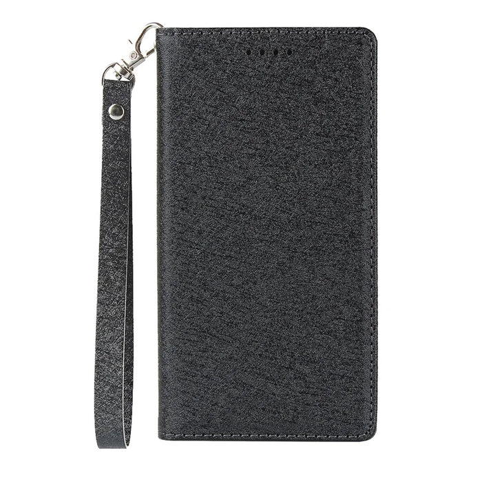 Silk Texture Leather Wallet Stand Phone Case Cover for Sony Xperia XZ2 - Black - 2