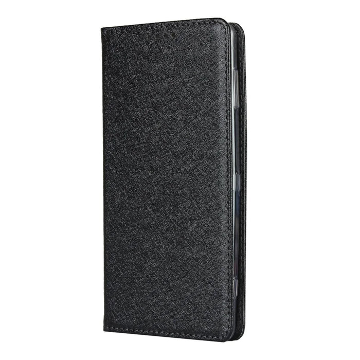 Silk Texture Leather Wallet Stand Phone Case Cover for Sony Xperia XZ2 - Black - 3