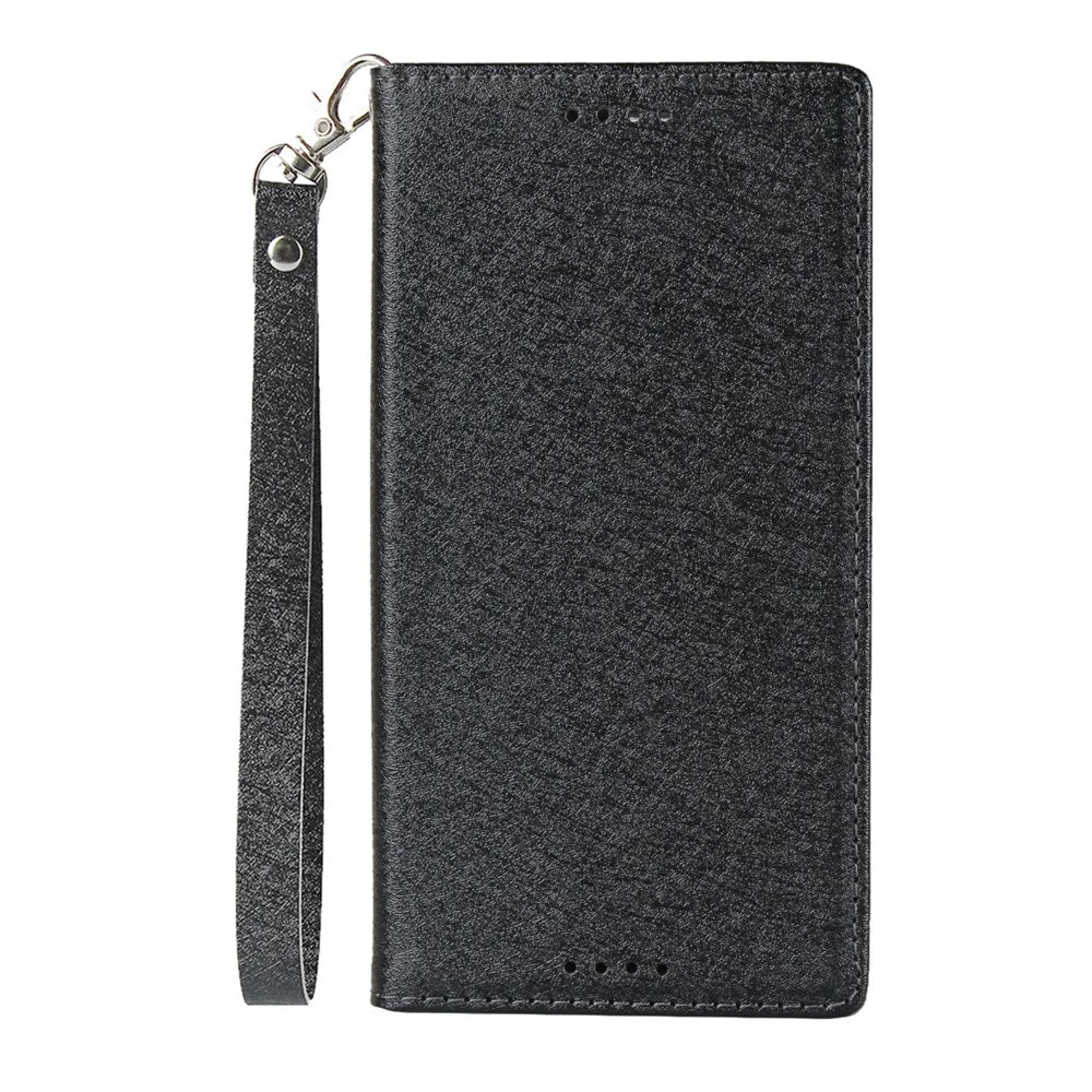 Silk Skin Wallet Stand Leather Protective Phone Case for Sony Xperia XZ1 - Black - 2
