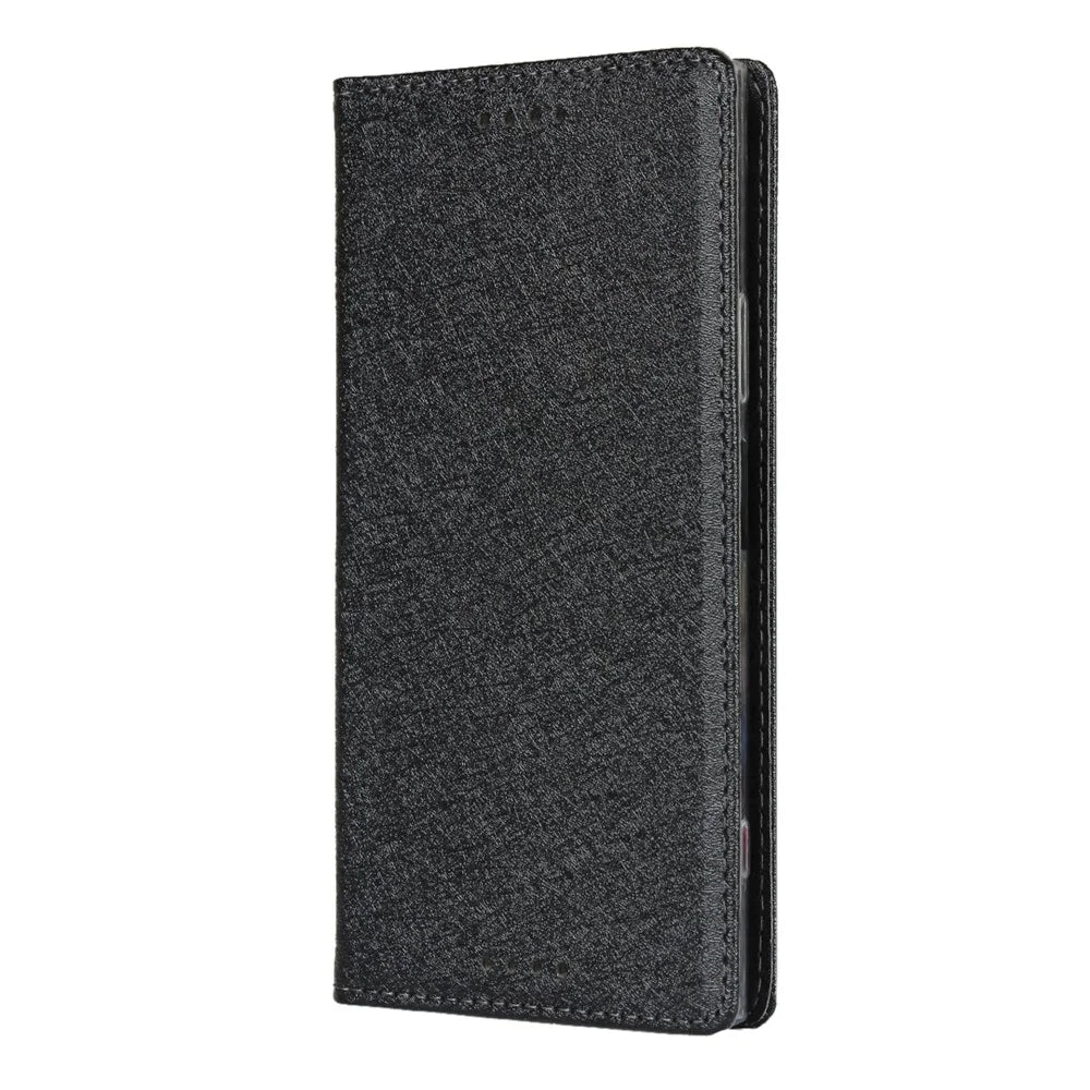 Silk Skin Wallet Stand Leather Protective Phone Case for Sony Xperia XZ1 - Black - 3