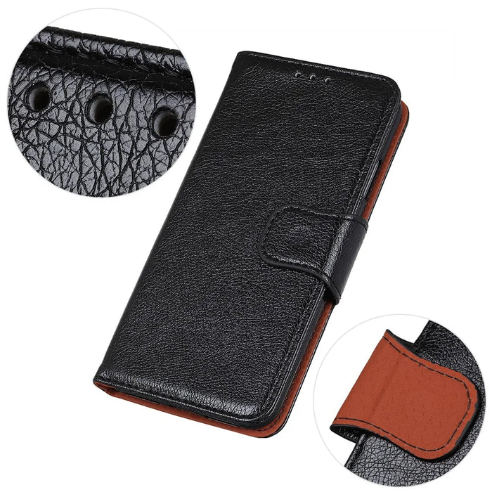 Nappa Texture Split Leather Wallet Case for Sony Xperia 10 II - Black - 7