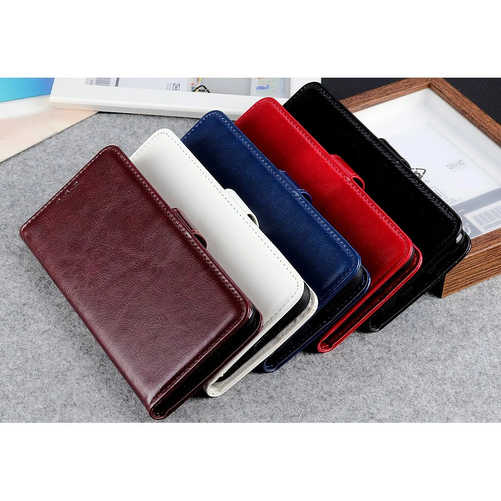 Crazy Horse Leather Mobile Phone Case for Sony Xperia 10 II, Wallet Flip Fold Protective Cover with Stand - Black - 7