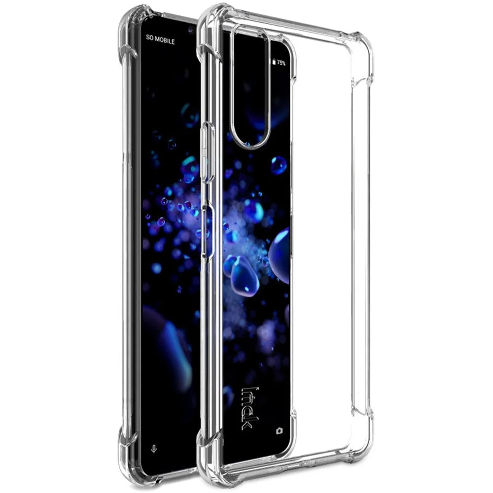 IMAK Silky Anti-drop TPU Soft Shell Case + Screen Protector Film for Sony Xperia 10 II - Transparent - 1