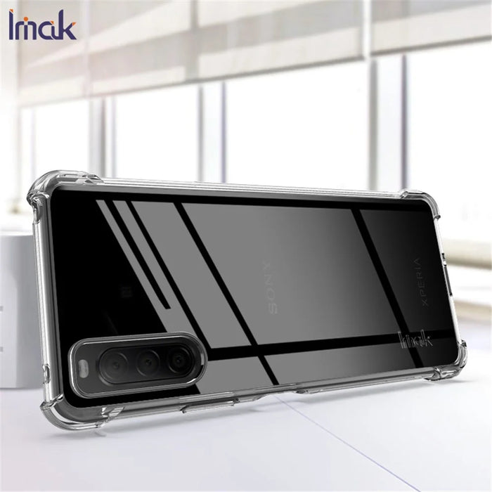 IMAK Silky Anti-drop TPU Soft Shell Case + Screen Protector Film for Sony Xperia 10 II - Transparent - 4