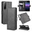Double Clasp Flip Leather Wallet Stand Phone Shell for Sony Xperia 10 II - Black - 1