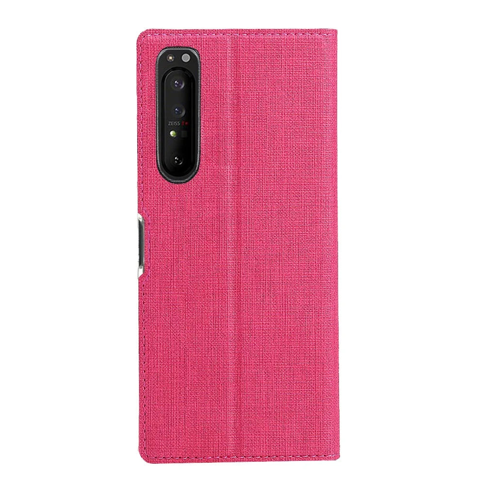 VILI DMX Cross Texture Card Holder Leather Stand Shell for Sony Xperia 1 II - Rose - 4