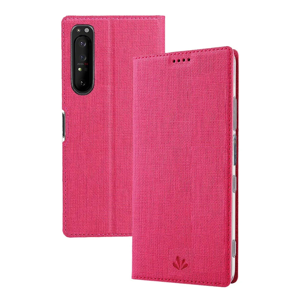 VILI DMX Cross Texture Card Holder Leather Stand Shell for Sony Xperia 1 II - Rose - 6