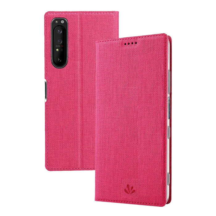 VILI DMX Cross Texture Card Holder Leather Stand Shell for Sony Xperia 1 II - Rose - 6