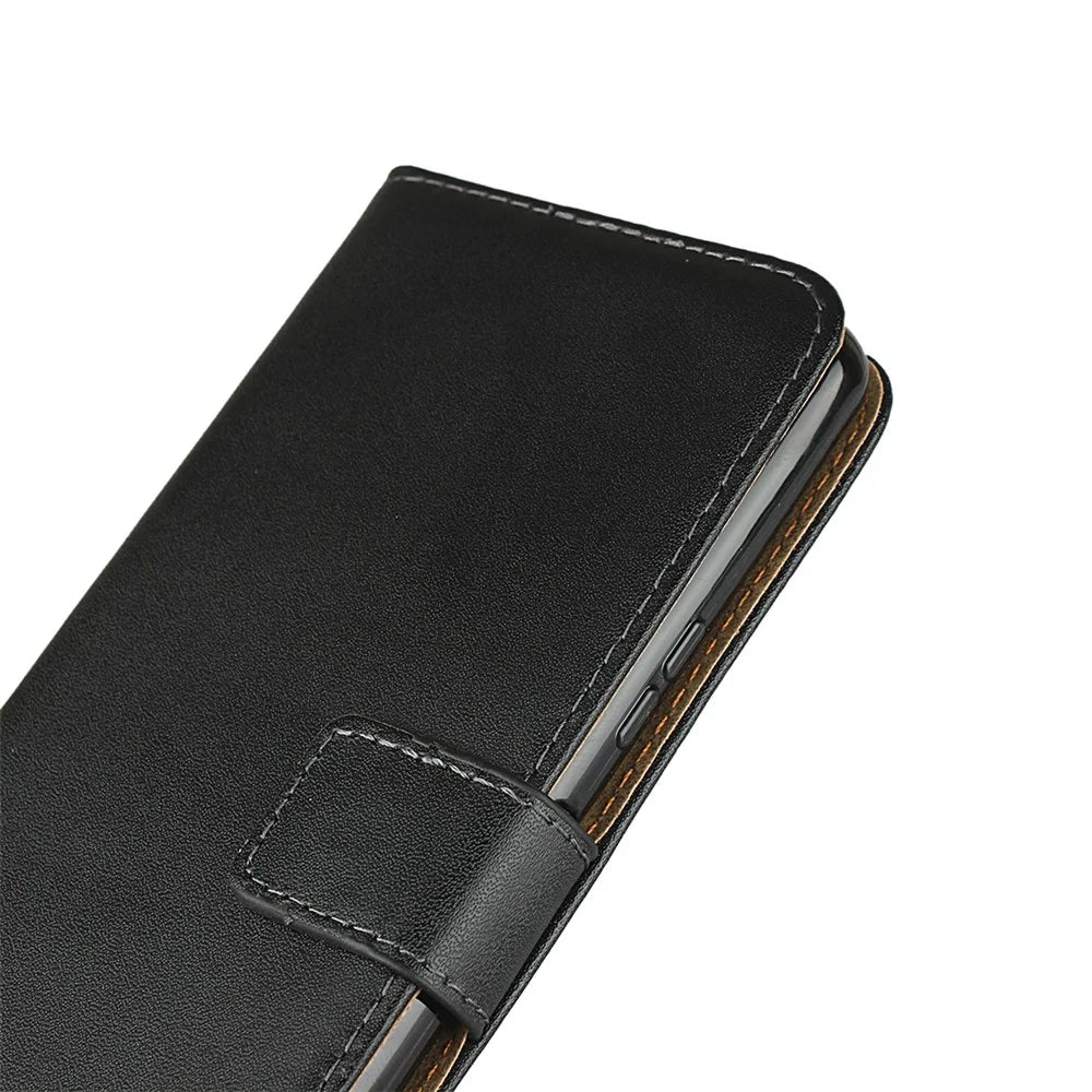 Genuine Leather Phone Shell Cover with Folio Flip Wallet Foldable Stand for Sony Xperia 10 II - 7