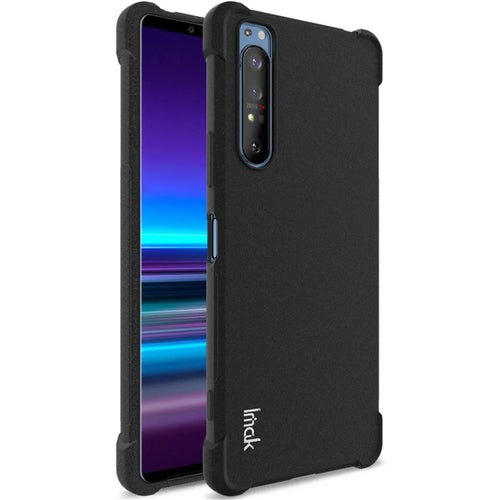 IMAK Silky Anti-drop TPU Soft Shell Cover + Screen Film for Sony Xperia 1 II - Matte Black - 1