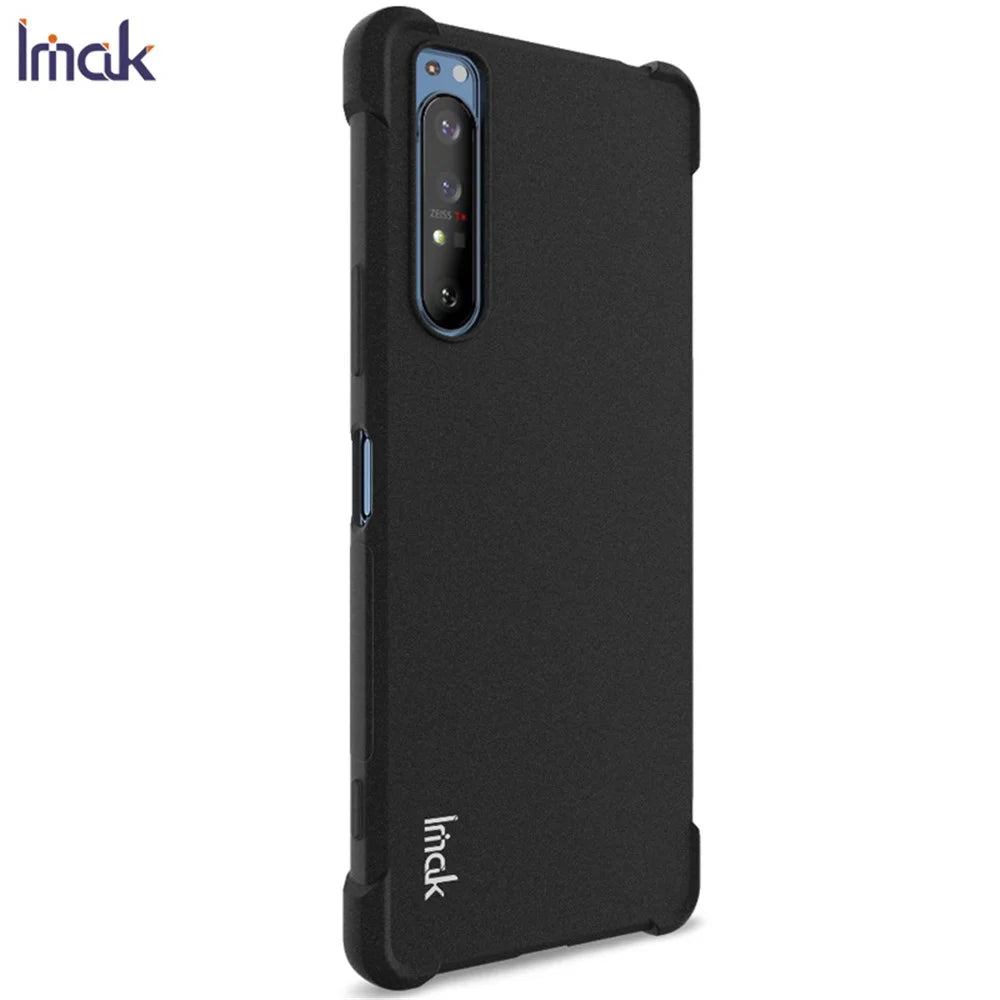 IMAK Silky Anti-drop TPU Soft Shell Cover + Screen Film for Sony Xperia 1 II - Matte Black - 3