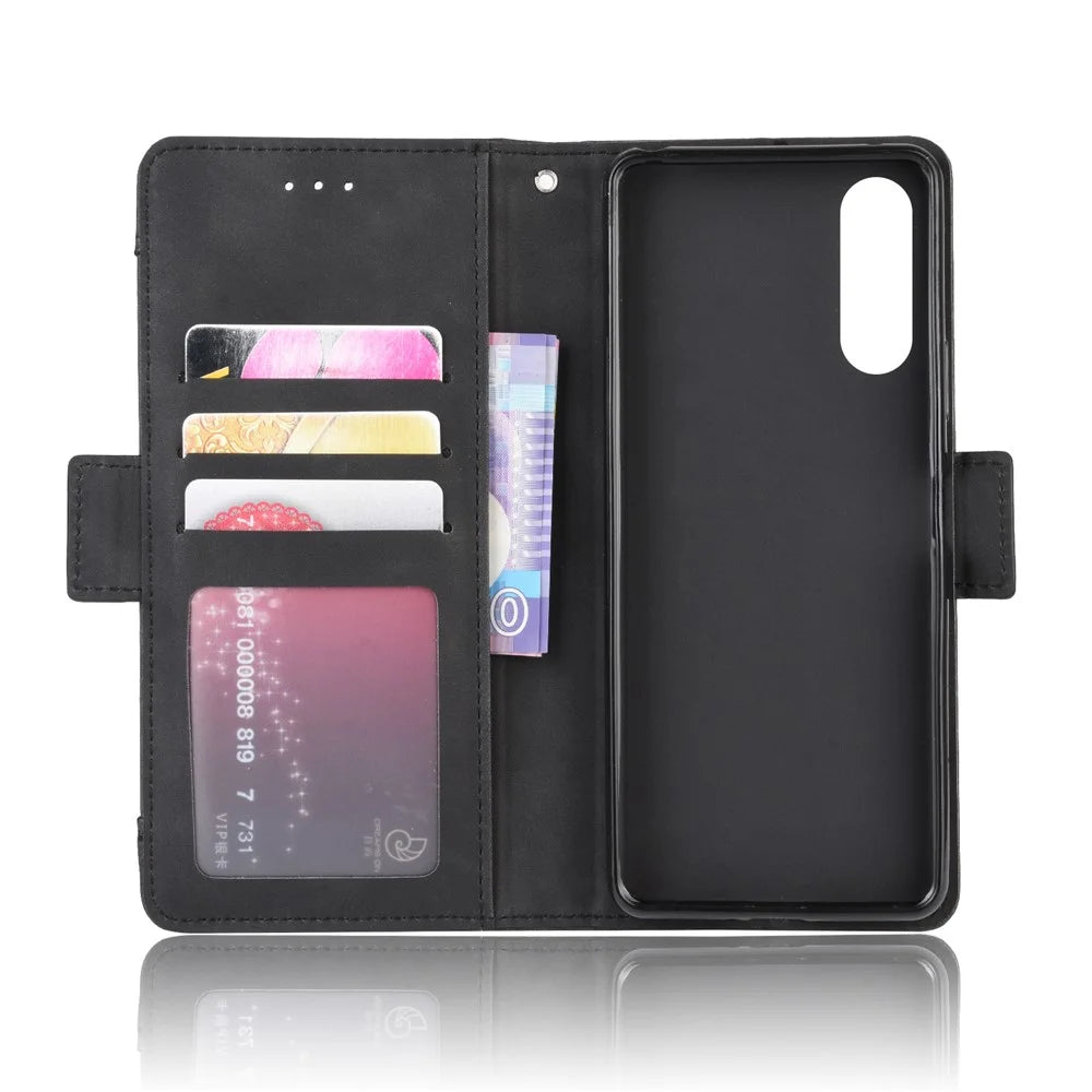 Leather Stand Case with Card Slots for Sony Xperia 10 II - Black - 5