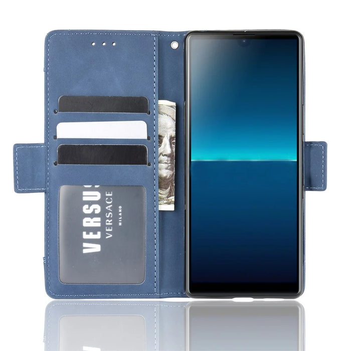 Wallet Stand Flip Leather Phone Case with Multiple Card Slots for Sony Xperia L4 - Blue - 4