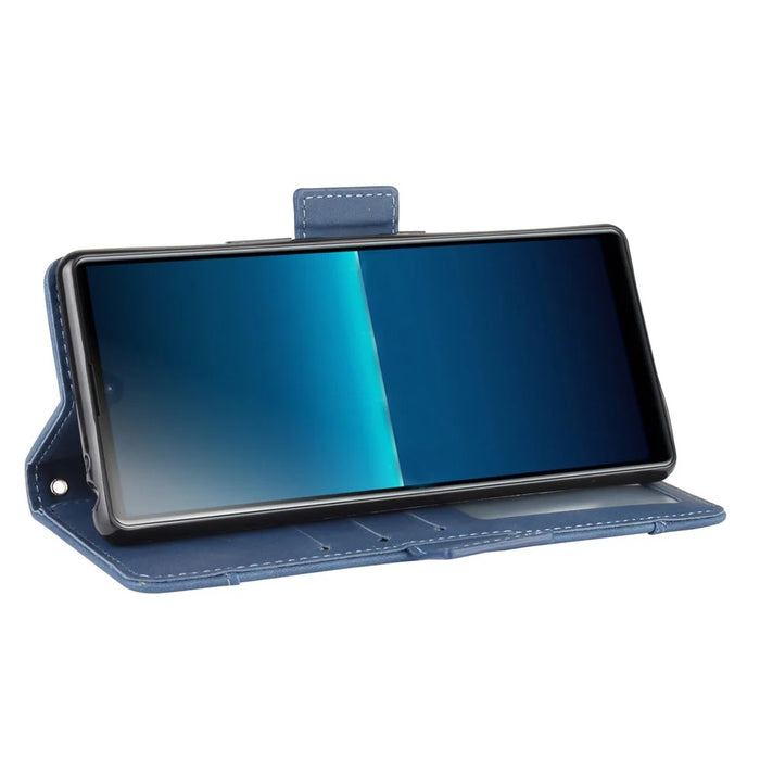 Wallet Stand Flip Leather Phone Case with Multiple Card Slots for Sony Xperia L4 - Blue - 5