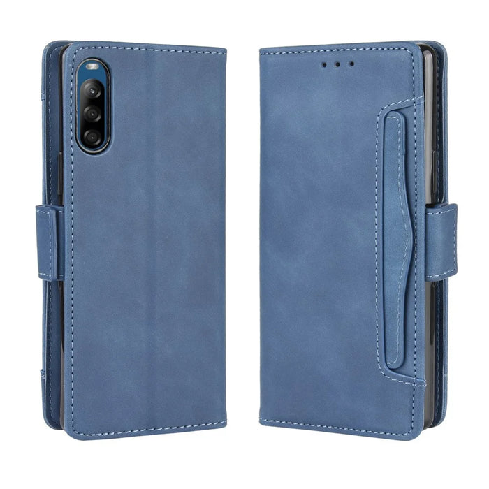 Wallet Stand Flip Leather Phone Case with Multiple Card Slots for Sony Xperia L4 - Blue - 7