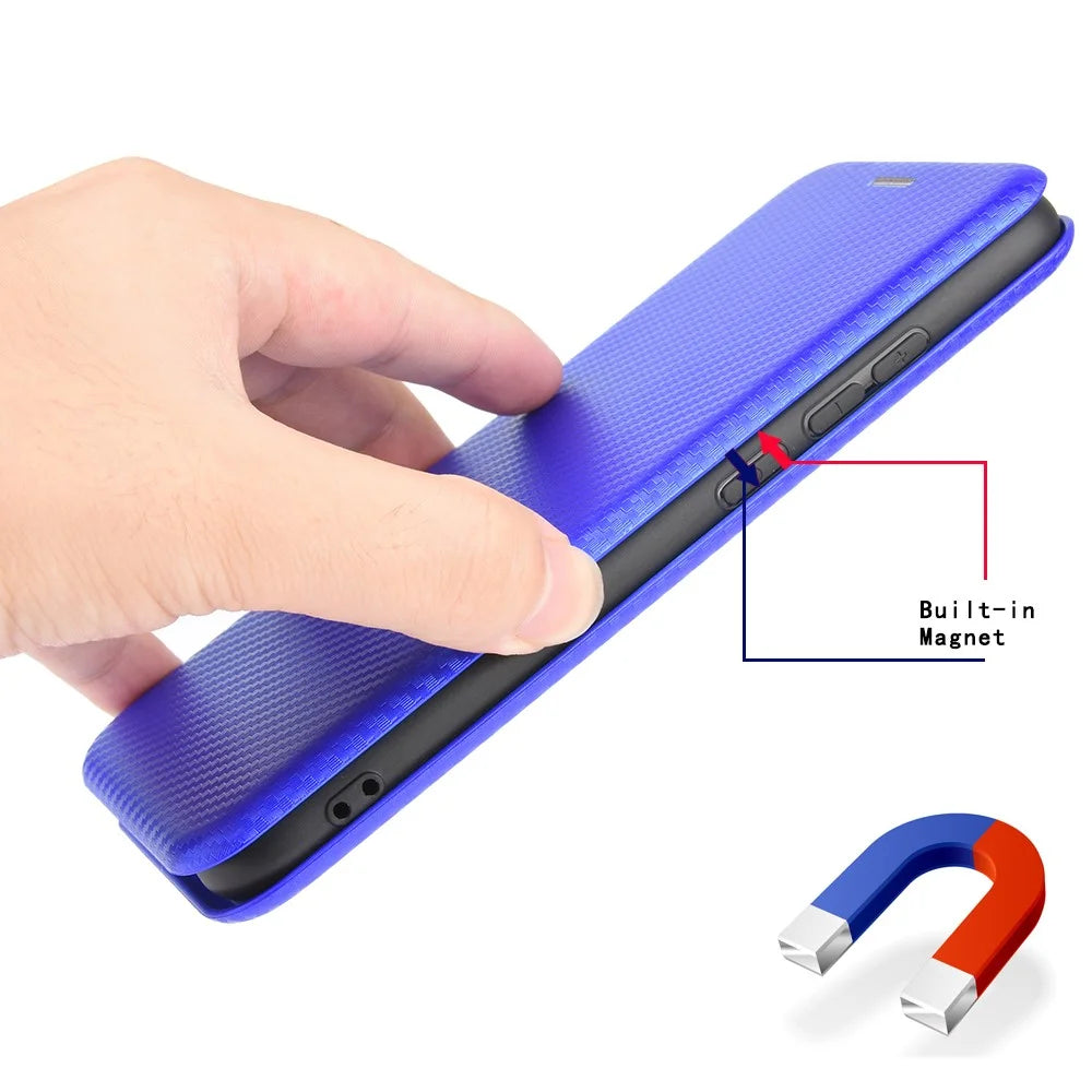 Carbon Fiber Auto-absorbed Leather Stand Protector Cover for Sony Xperia L4 - Blue - 3