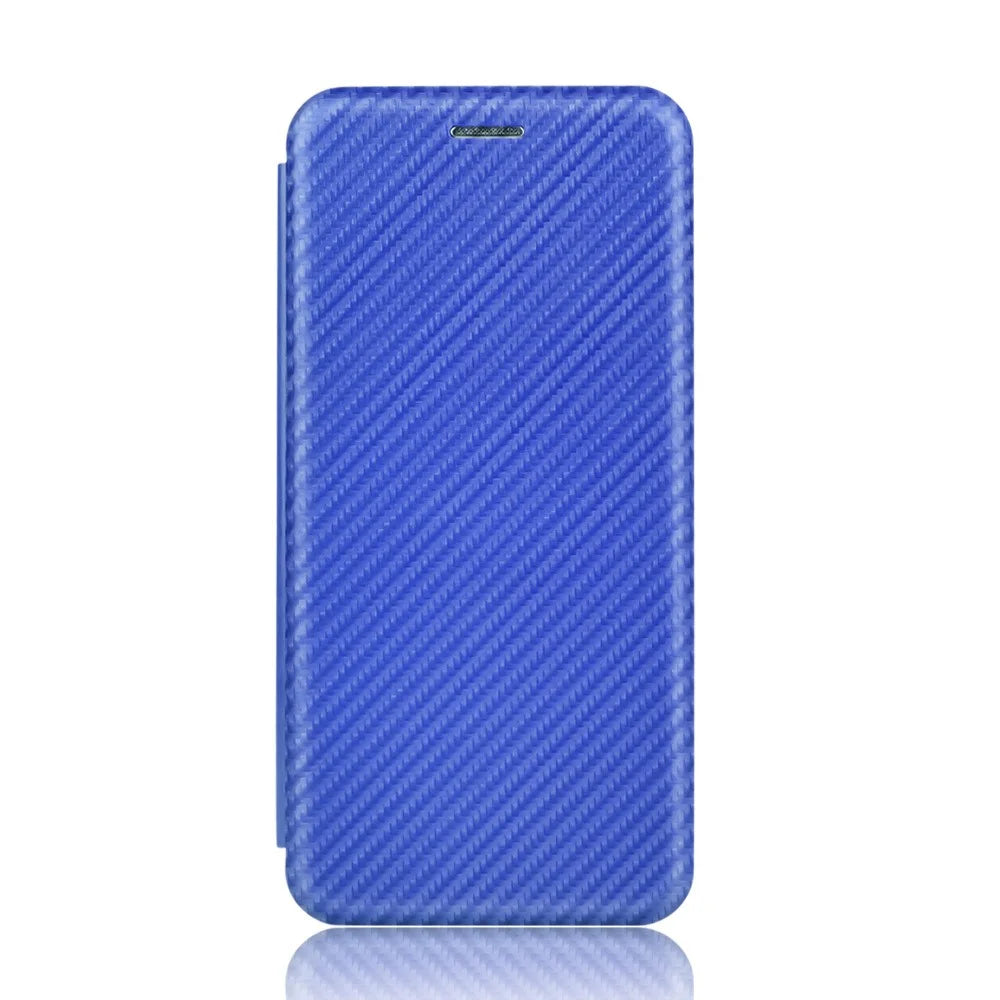 Carbon Fiber Auto-absorbed Leather Stand Protector Cover for Sony Xperia L4 - Blue - 4