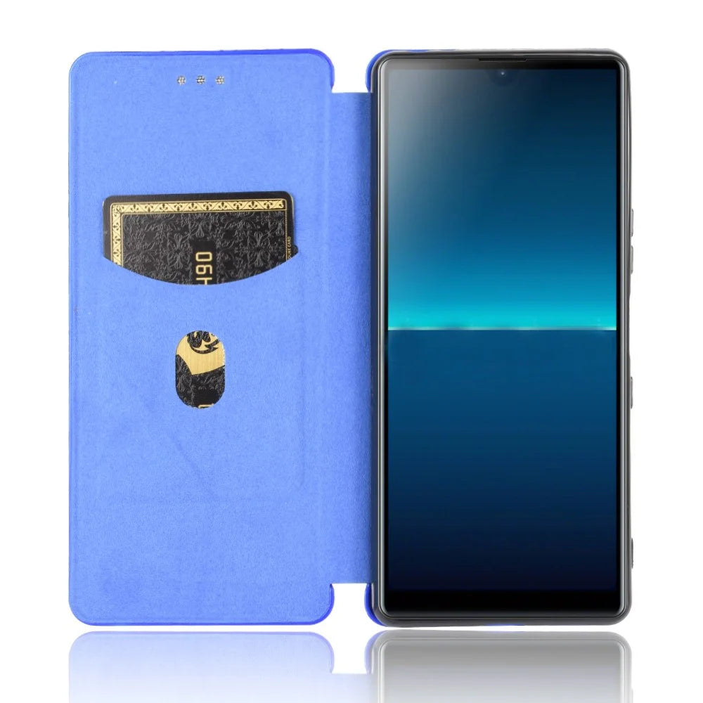 Carbon Fiber Auto-absorbed Leather Stand Protector Cover for Sony Xperia L4 - Blue - 6
