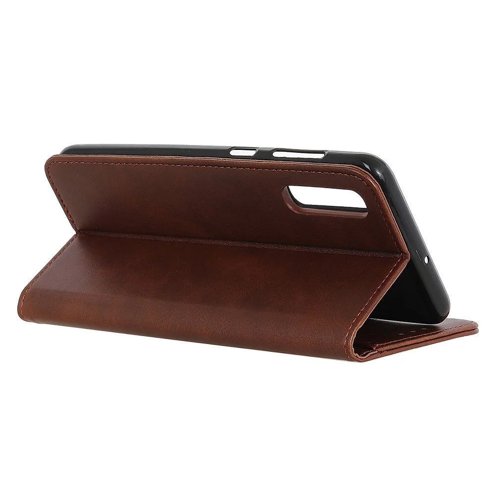Auto-absorbed Split Leather Cover for Sony Xperia 5 II - Coffee - 7