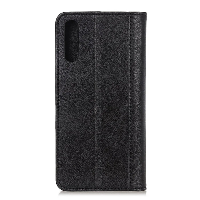 Litchi Skin Auto-absorbed Split Leather Cell Phone Case for Sony Xperia 5 II - Black - 3
