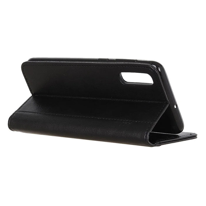 Litchi Skin Auto-absorbed Split Leather Cell Phone Case for Sony Xperia 5 II - Black - 4