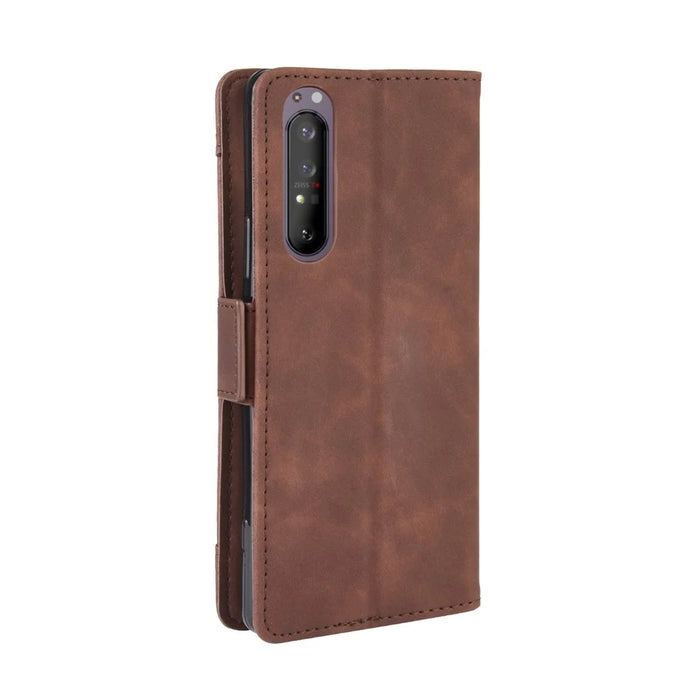 Multi-slot Leather Case Wallet Stand Shell for Sony Xperia 5 II - Brown - 7