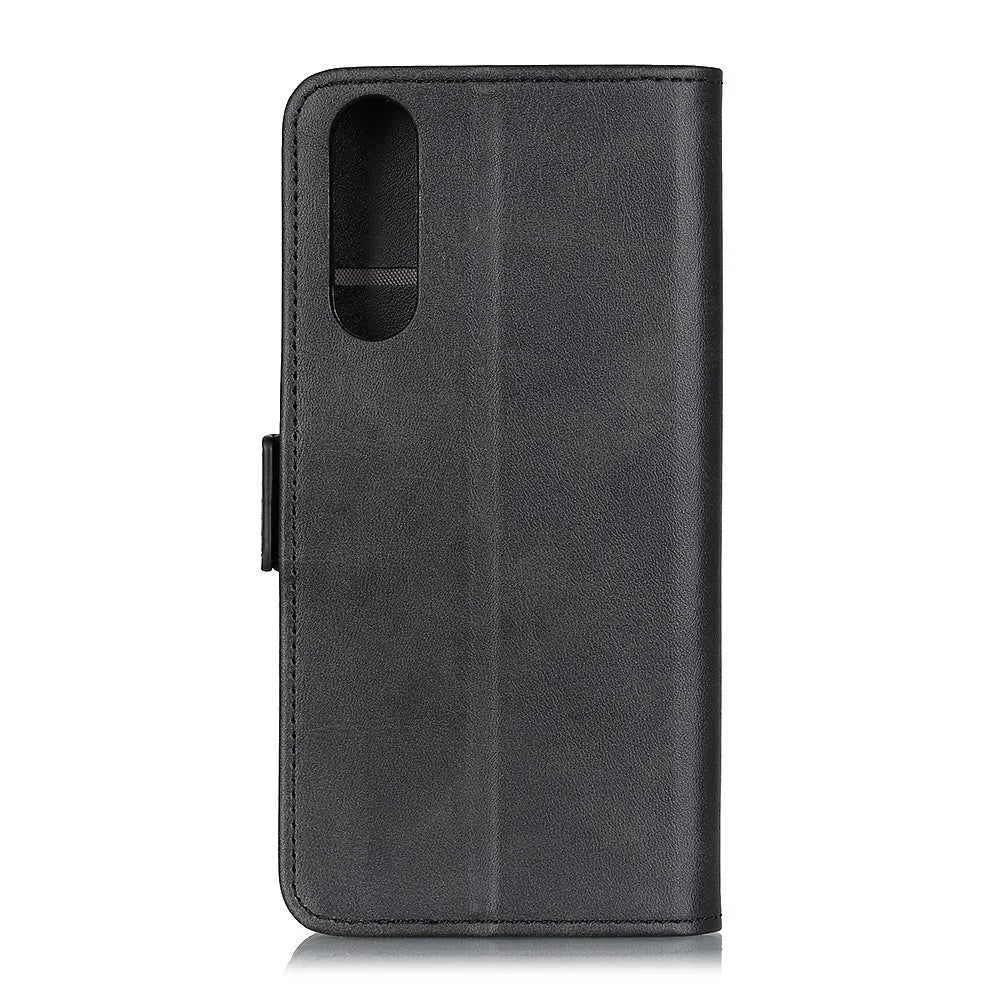 Magnetic Closure Leather Wallet Stand Case Shell for Sony Xperia 5 II - Black - 3