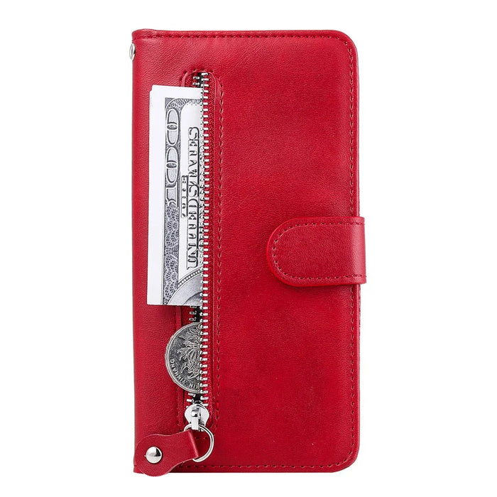 Multi-Function Leather Zippered Wallet Phone Case with Two Cash Pocket for Sony Xperia 10 II - Red - 2