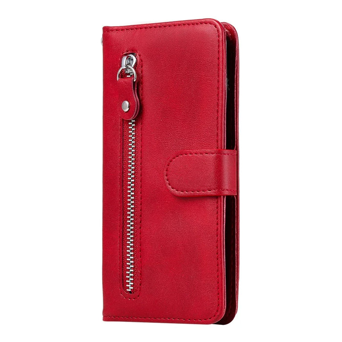 Multi-Function Leather Zippered Wallet Phone Case with Two Cash Pocket for Sony Xperia 10 II - Red - 3