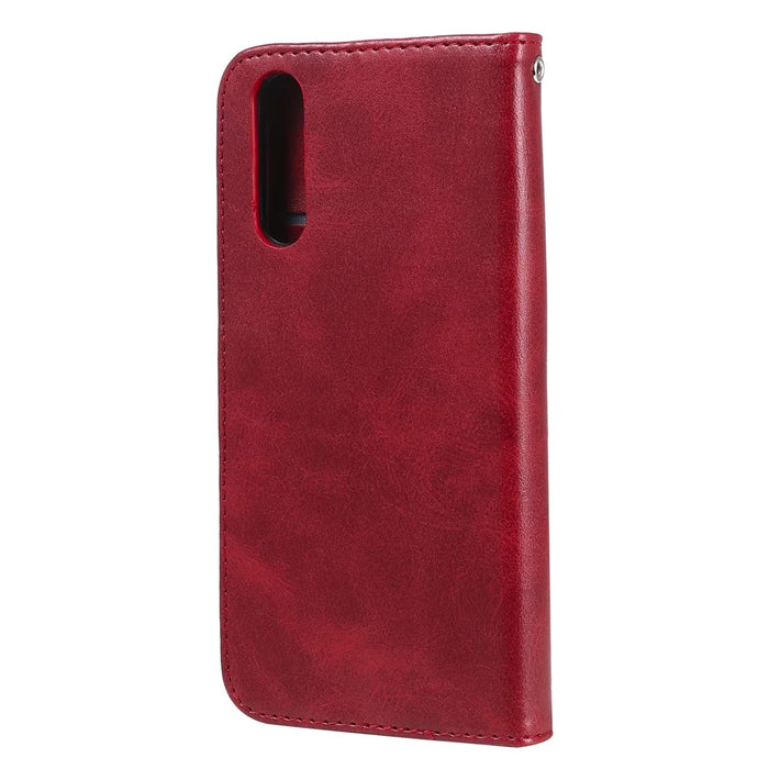 Multi-Function Leather Zippered Wallet Phone Case with Two Cash Pocket for Sony Xperia 10 II - Red - 4