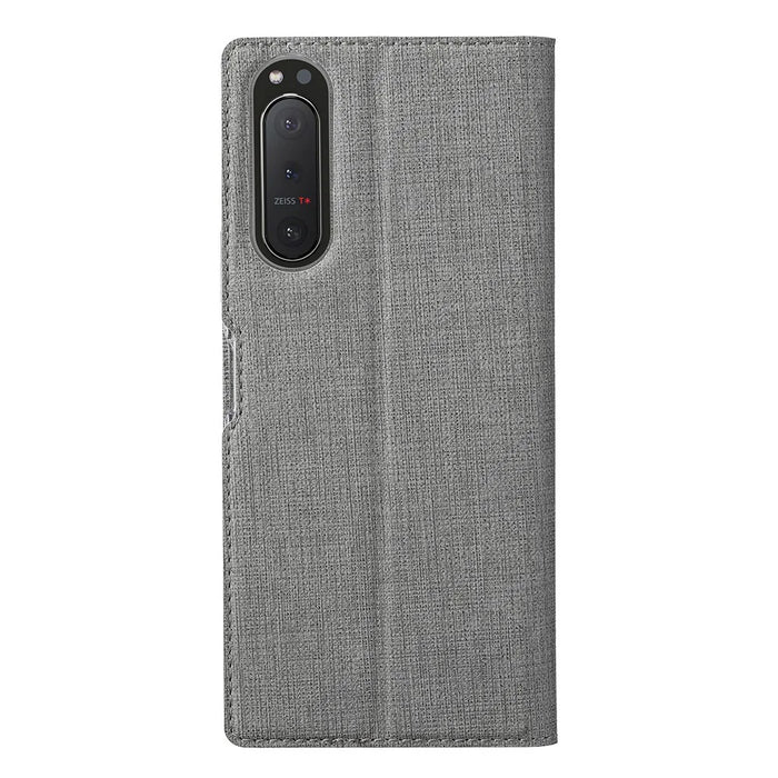 VILI DMX Cross Texture Card Slot Stand Leather Case for Sony Xperia 5 II - Grey - 5