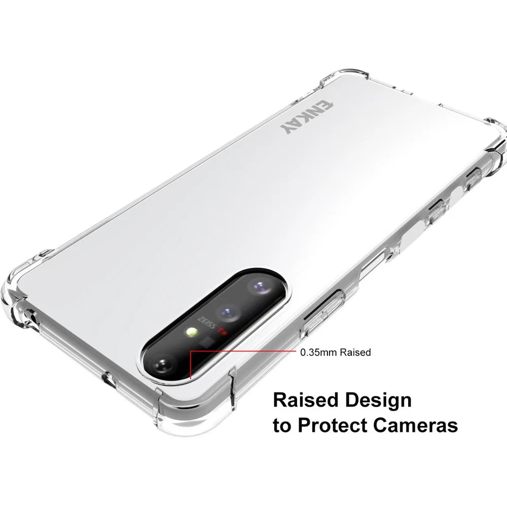 ENKAY HAT PRINCE Four Corner Thickening Anti-Slip Cover Shockproof Clear TPU Case + Tempered Glass Screen Protector for Sony Xperia 5 II - 3